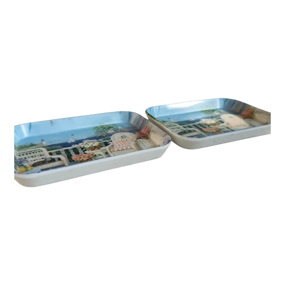 Vintage Melplus Monza Melamine Tray Set Coastal Grandma Aesthetic Made in Italy